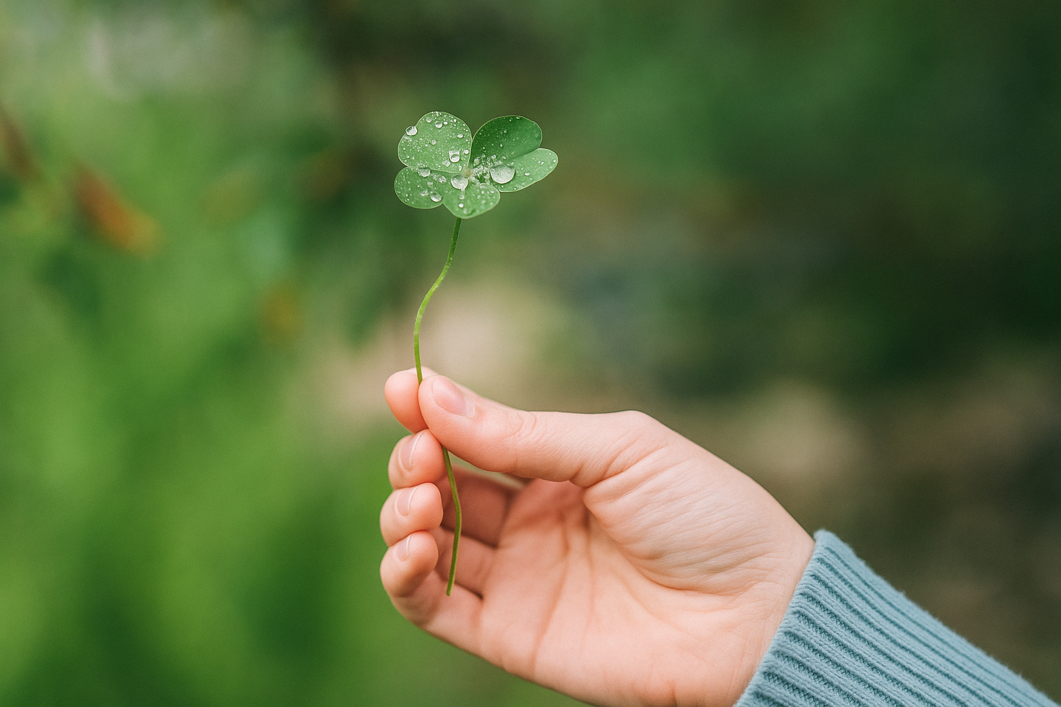 Hand holding a clover
